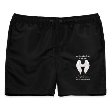 Schutzengel ist mein Sohn - Männer Badeshorts - Schwarz - Vorne - AI Model Male 178 light (178cm)
