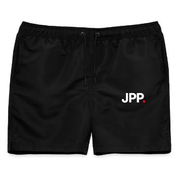 JPP | Humor-Müdigkeit – minimalistisches Büro - Männer Badeshorts - Schwarz - Vorne - AI Model Male 178 light (178cm)