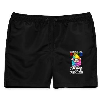 Bunte Schaf der Familie - Regenbogen LGBTQ - Männer Badeshorts - Schwarz - Vorne - AI Model Male 178 light (178cm)