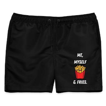 Kunterbunte Fries mit Persönlichkeit - Männer Badeshorts - Schwarz - Vorne - AI Model Male 178 light (178cm)