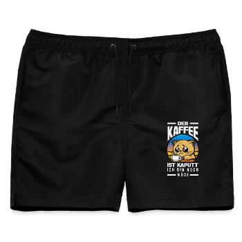 Der Kaffee ist kaputt – Müde Schlafen - Männer Badeshorts - Schwarz - Vorne - AI Model Male 178 light (178cm)