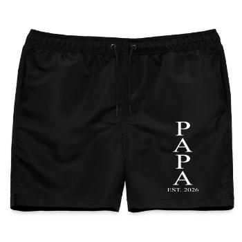 Papa 2026 - Männer Badeshorts - Schwarz - Vorne - AI Model Male 178 light (178cm)