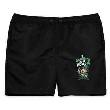 Am St. Patrick's Day werde ich deine Welt mit Kleeblättern verwöhnen - Männer Badeshorts - Schwarz - Vorne - AI Model Male 178 light (178cm)