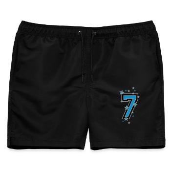 Die Nummer sechs 6 - Männer Badeshorts - Schwarz - Vorne - AI Model Male 178 light (178cm)