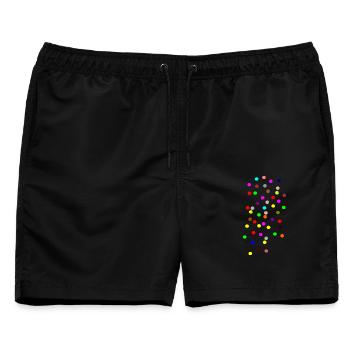 Bunte Konfettimuster Für Festliche Anlässe - Männer Badeshorts - Schwarz - Vorne - AI Model Male 178 light (178cm)