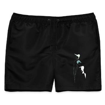 Stilisiertes Familienporträt - Männer Badeshorts - Schwarz - Vorne - AI Model Male 178 light (178cm)