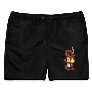 Pyro Drache - Männer Badeshorts - Schwarz - Vorne - AI Model Male 178 light (178cm)