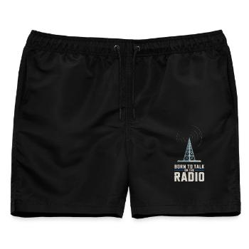  Born To Talk On The Radio Funk Moderator - Männer Badeshorts - Schwarz - Vorne - AI Model Male 178 light (178cm)