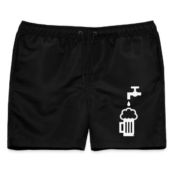 Bierkrug Zapfhahn (Bier Maßkrug Bierseidel White) - Männer Badeshorts - Schwarz - Vorne - AI Model Male 178 light (178cm)