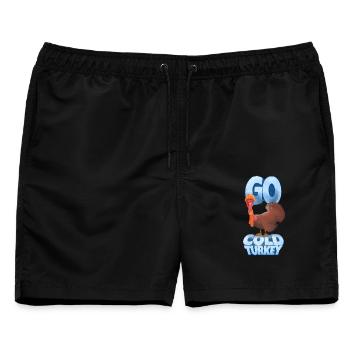 Go Cold Turkey Cartoon-Design - Männer Badeshorts - Schwarz - Vorne - AI Model Male 178 light (178cm)