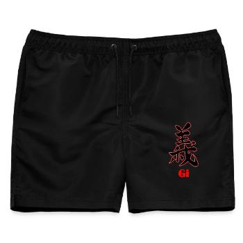 Bushido Gi – Ehre und Gerechtigkeit - Männer Badeshorts - Schwarz - Vorne - AI Model Male 178 light (178cm)