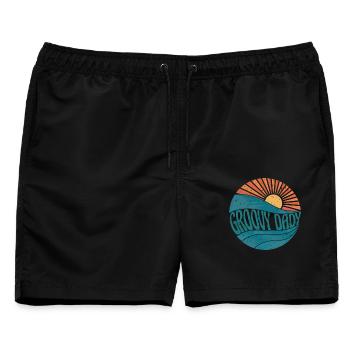 Vintage Retro Groovy Dady - Männer Badeshorts - Schwarz - Vorne - AI Model Male 178 light (178cm)