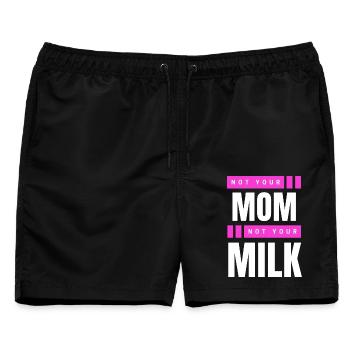 Not Your Mum Not Your Milk - Männer Badeshorts - Schwarz - Vorne - AI Model Male 178 light (178cm)