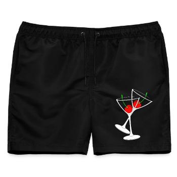 Cocktail Gläser mit Kirschen - Männer Badeshorts - Schwarz - Vorne - AI Model Male 178 light (178cm)