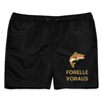 Forelle Voraus: Der Fang der Natur - Männer Badeshorts - Schwarz - Vorne - AI Model Male 178 light (178cm)