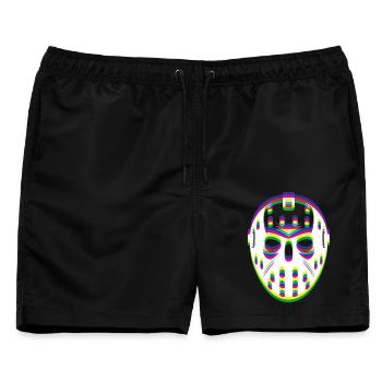 EDM Techno Rave Hockey Maske - Männer Badeshorts - Schwarz - Vorne - AI Model Male 178 light (178cm)