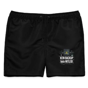 No Backup No Mercy - Kein Backup Kein Mitleid - Männer Badeshorts - Schwarz - Vorne - AI Model Male 178 light (178cm)