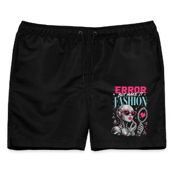 Error Fashion – Futuristischer Roboter-Style - Männer Badeshorts - Schwarz - Vorne - AI Model Male 178 light (178cm)