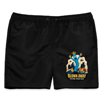 Blown Away – Der Wind schlägt zurück - Männer Badeshorts - Schwarz - Vorne - AI Model Male 178 light (178cm)