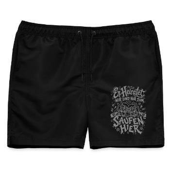 JGA Party Wir sind nur zum Saufen hier - Männer Badeshorts - Schwarz - Vorne - AI Model Male 178 light (178cm)