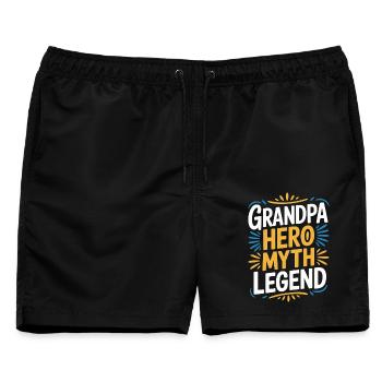 Opa-Helden-Mythos Legende - Männer Badeshorts - Schwarz - Vorne - AI Model Male 178 light (178cm)