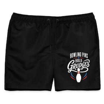 Bowling Pins Hold Grudges - Männer Badeshorts - Schwarz - Vorne - AI Model Male 178 light (178cm)