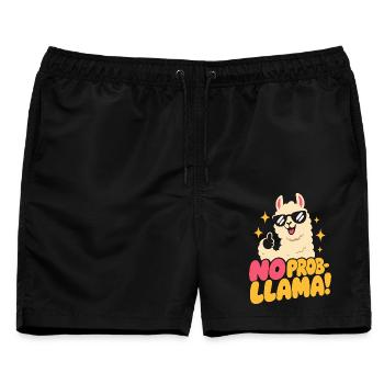 No Prob-Llama – Daumen hoch und Funkelsterne - Männer Badeshorts - Schwarz - Vorne - AI Model Male 178 light (178cm)