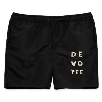 dm Dark Wave Electro Pop – 80er Szene - Männer Badeshorts - Schwarz - Vorne - AI Model Male 178 light (178cm)