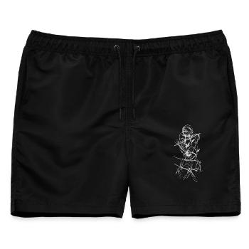 Akt Skizze / Figur Abstrakt - Männer Badeshorts - Schwarz - Vorne - AI Model Male 178 light (178cm)
