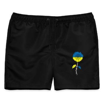 Ukraine Blüten Solidarität - Männer Badeshorts - Schwarz - Vorne - AI Model Male 178 light (178cm)
