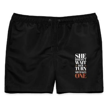 She Leads Quietly But Powerfully Women's Equality - Männer Badeshorts - Schwarz - Vorne - AI Model Male 178 light (178cm)