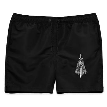 Draugr Erwacht - Untoter Wikinger Krieger  - Männer Badeshorts - Schwarz - Vorne - AI Model Male 178 light (178cm)