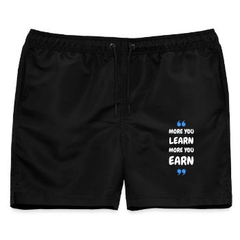 More you Learn, More you Earn - Männer Badeshorts - Schwarz - Vorne - AI Model Male 178 light (178cm)