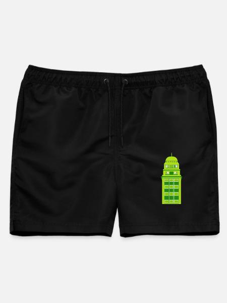 Retro Grüne Turmuhr - Männer Badeshorts - Schwarz