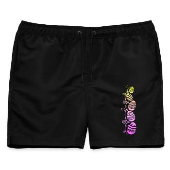 Bunte Ostereier zu Ostern - Männer Badeshorts - Schwarz - Vorne - AI Model Male 178 light (178cm)