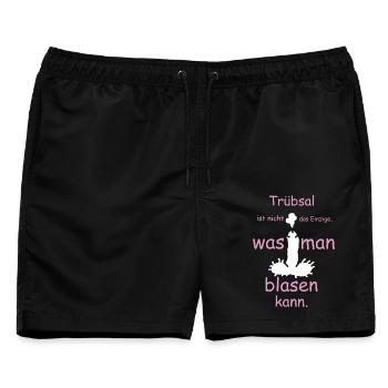Trübsal ist nicht das einzige was man blasen kann - Männer Badeshorts - Schwarz - Vorne - AI Model Male 178 light (178cm)
