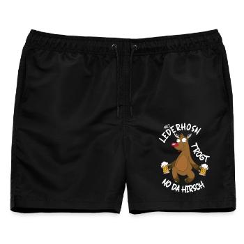 Hirsch Prost Party Cartoon Bierzelt - Männer Badeshorts - Schwarz - Vorne - AI Model Male 178 light (178cm)