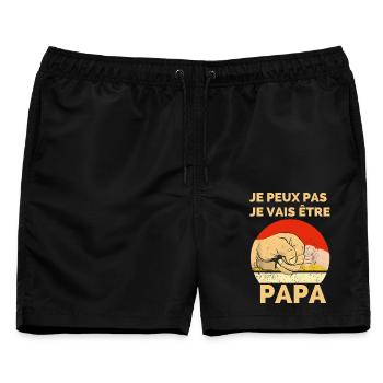 Vatertags-T-Shirt - Ich kann nicht, ich werde sein - Männer Badeshorts - Schwarz - Vorne - AI Model Male 178 light (178cm)