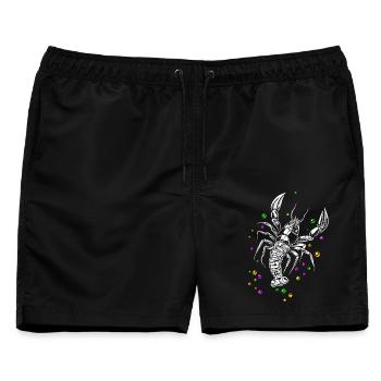 Mardi Gras HummerLanguste mit Beads - Männer Badeshorts - Schwarz - Vorne - AI Model Male 178 light (178cm)