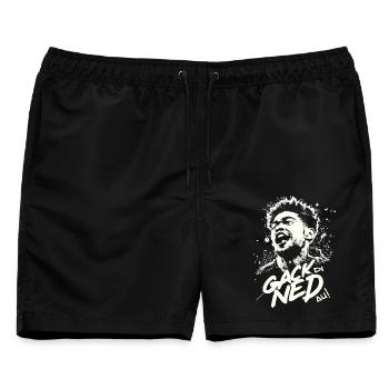 Mundart gack di ned au - Männer Badeshorts - Schwarz - Vorne - AI Model Male 178 light (178cm)