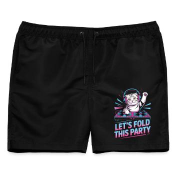 DJ Humor Tier Schottisch Fold Chat - Männer Badeshorts - Schwarz - Vorne - AI Model Male 178 light (178cm)