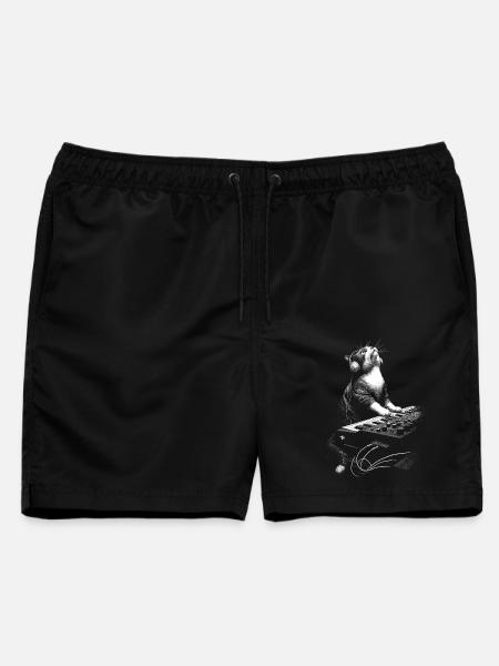 Katze spielt Synthesizer - Musik Producer Geschenk - Männer Badeshorts - Schwarz