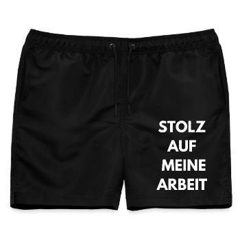 Stolz Auf Meine Arbeit | Arbeiter Shirt - Männer Badeshorts - Schwarz - Vorne - AI Model Male 178 light (178cm)