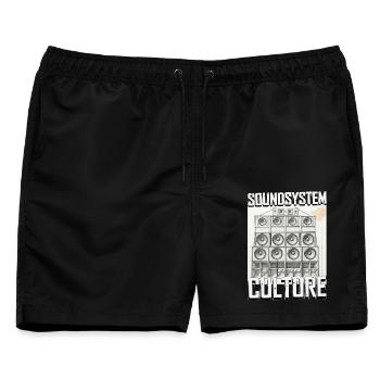 Soundsystem Culture Skizze - Männer Badeshorts - Schwarz - Vorne - AI Model Male 178 light (178cm)