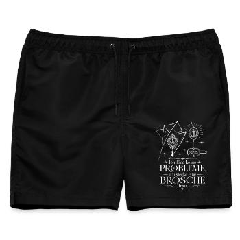 Ich stecke eine Brosche dran - Männer Badeshorts - Schwarz - Vorne - AI Model Male 178 light (178cm)