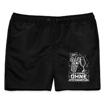 Ich feiere ohne Systemabsturz - Männer Badeshorts - Schwarz - Vorne - AI Model Male 178 light (178cm)