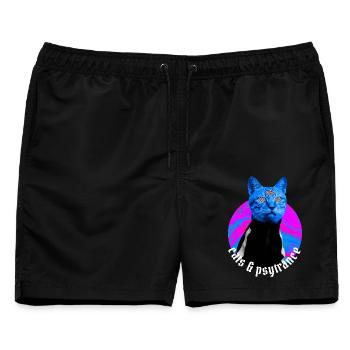 Cats & Psytrance – Rave-Band Psy Trance - Männer Badeshorts - Schwarz - Vorne - AI Model Male 178 light (178cm)