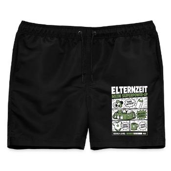 Elternzeit Mein Superpower-Up - Männer Badeshorts - Schwarz - Vorne - AI Model Male 178 light (178cm)