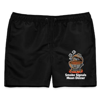 Smoke Signals Mean Dinner BBQ Grill - Männer Badeshorts - Schwarz - Vorne - AI Model Male 178 light (178cm)