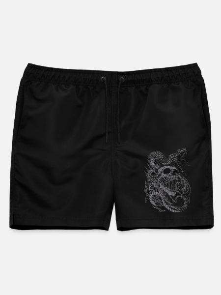 Dunkler Heavy Metal Goth Skull und Schlange - Männer Badeshorts - Schwarz